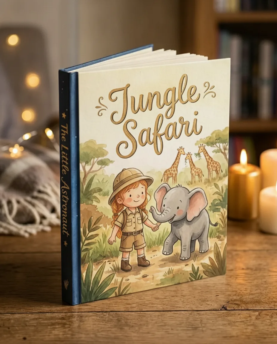 your child's Jungle Safari — the printed hardcover
