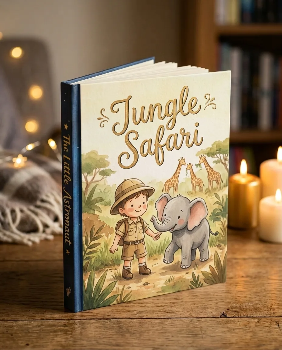 your child's Jungle Safari — the printed hardcover
