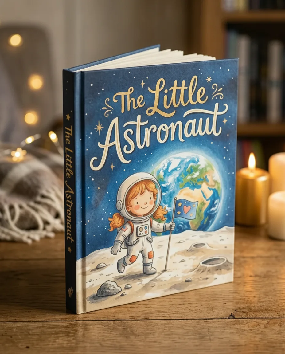 The Little Astronaut — the girl edition of the printed hardcover